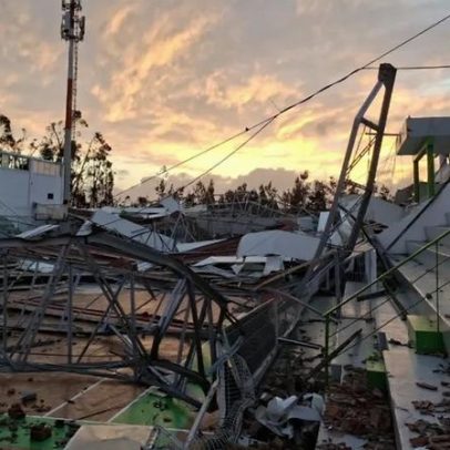 Marinhense celebra 87 anos com pavilhão destruído e salvam o que resta