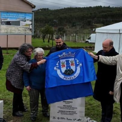 Primeira pedra do abrigo anti-incêndios oferecido por Jorge Mendes