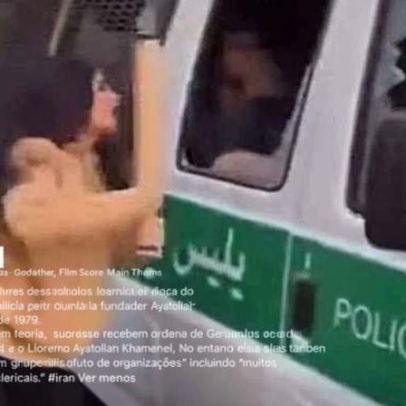 Mulher iraniana em incidente com carrinha da polícia