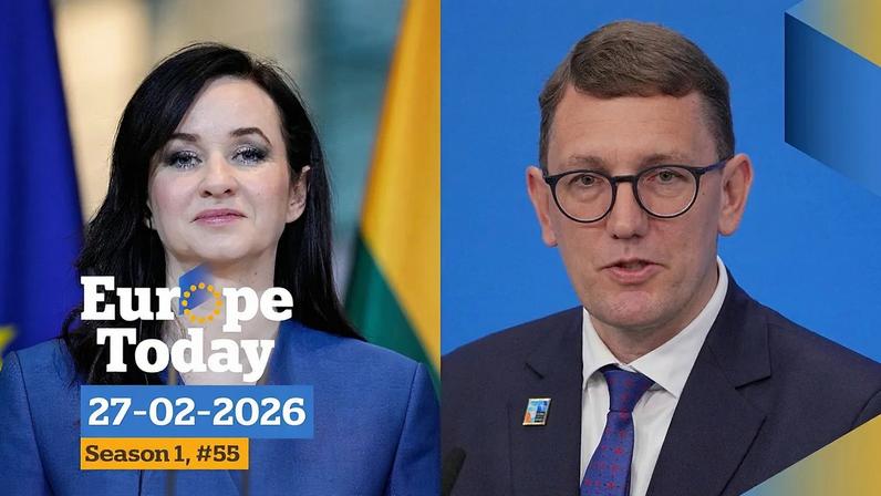 Para a esquerda: Inga Ruginienė, primeira-ministra da Lituânia; à direita: Kristen Michal, Primeiro-Ministro da Estónia