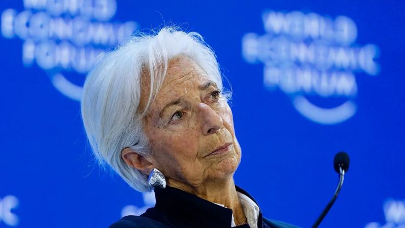 Presidente do BCE Christine Lagarde participa no Fórum Económico Mundial em Davos, Suíça, a 23 de janeiro de 2026