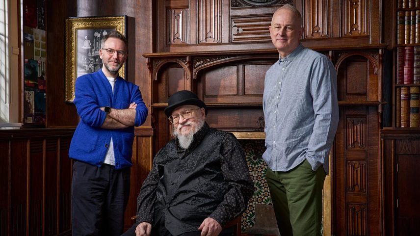 Da esquerda: Duncan Macmillan, George R.R. Martin e Dominic Cooke