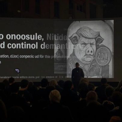 Carnaval de Basileia ridiculariza Donald Trump com lanternas luminosas satíricas