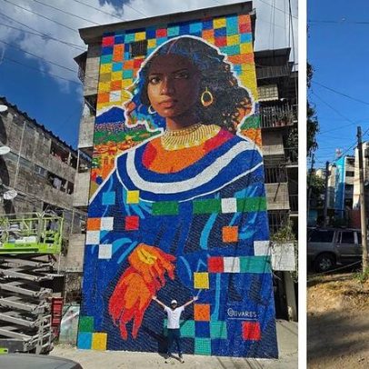 Mural de tampas de plástico em El Salvador atinge recorde mundial