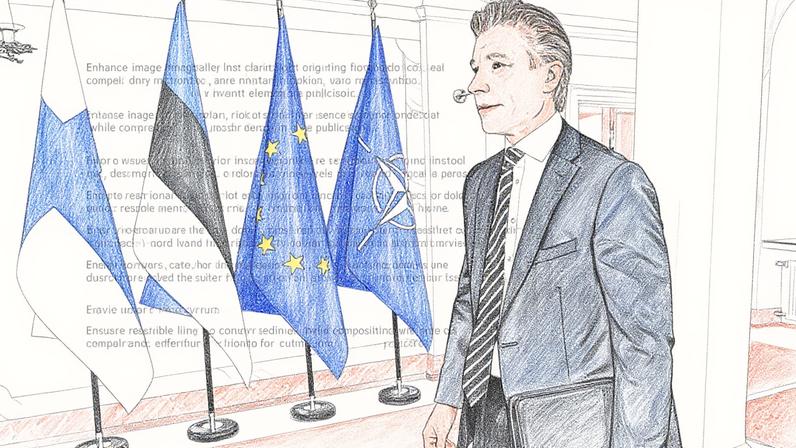 O ministro da Defesa finlandês, Antti Häkkänen, numa cimeira dos países da NATO do Mar Báltico em Helsínquia, Finlândia, 14 de janeiro de 2025