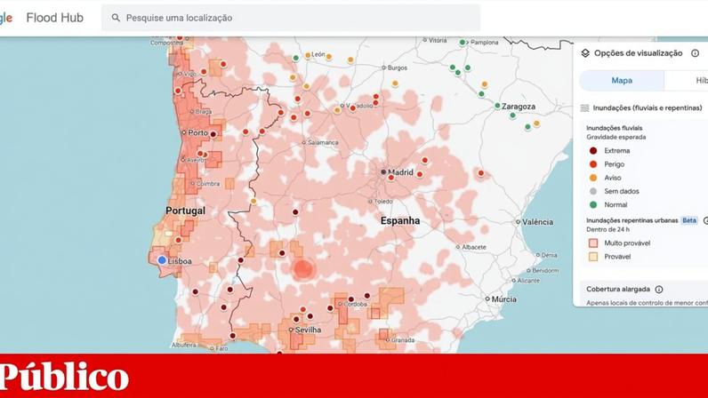 Os mapas dinâmicos do Google Flood Hub apresentam previsões sobre a evolução das cheias