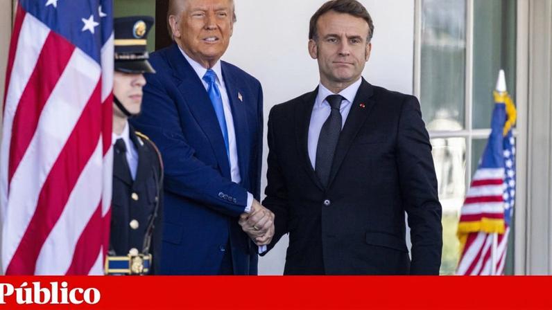 Emmanuel Macron com o presidente dos EUA, Donald Trump