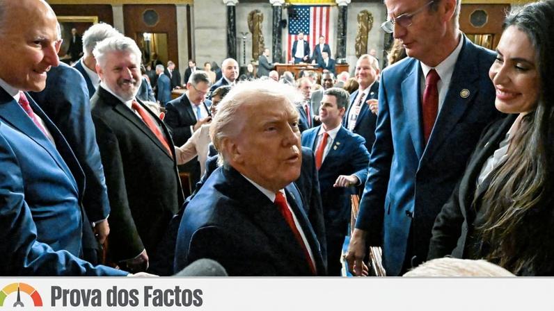 Donald Trump discursou durante cerca de duas horas, esta quarta-feira de madrugada no Congresso