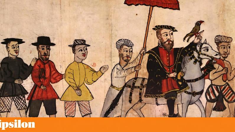 Um nobre português e a sua comitiva na Índia, em gravura de autor desconhecido datada de 1540