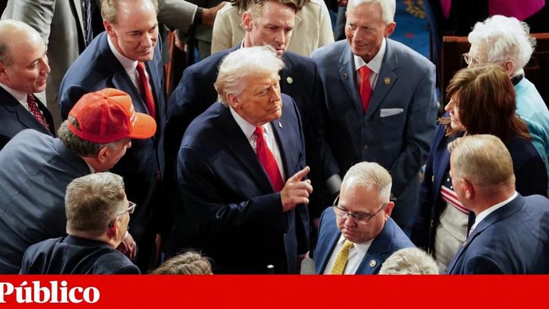 Donald Trump, Presidente dos Estados Unidos, após o discurso do Estado da União esta semana no Congresso em Washington