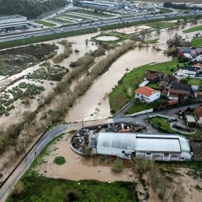 Rio provoca fissuras no pavimento junto à rodoviária de Leiria