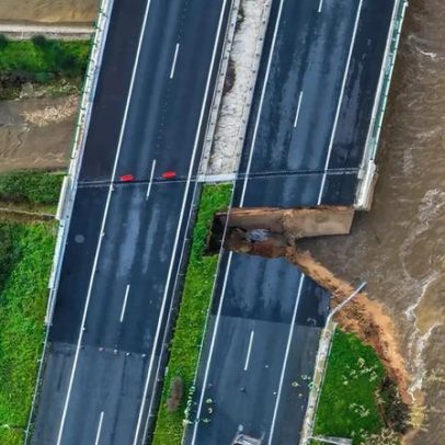 Imagens diurnas mostram troço da A1 que ruiu em Coimbra