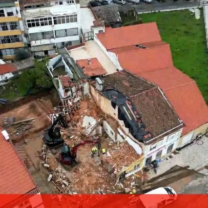 Casa destruída em Tomar por mau tempo, revelam imagens de drone