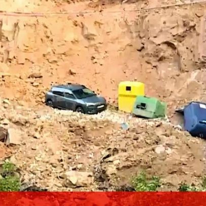 Derrocada arrasta carro e ecopontos em zona residencial do Estoril