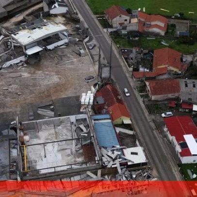 Imagens de drone revelam devastação na zona centro