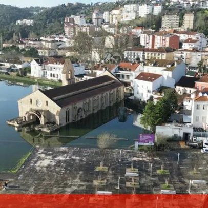 Drone revela interior do Mosteiro de Santa Clara-a-Velha submerso em Coimbra