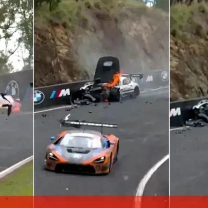 Acidente no GT3: Mercedes pega fogo e piloto abandona veículo