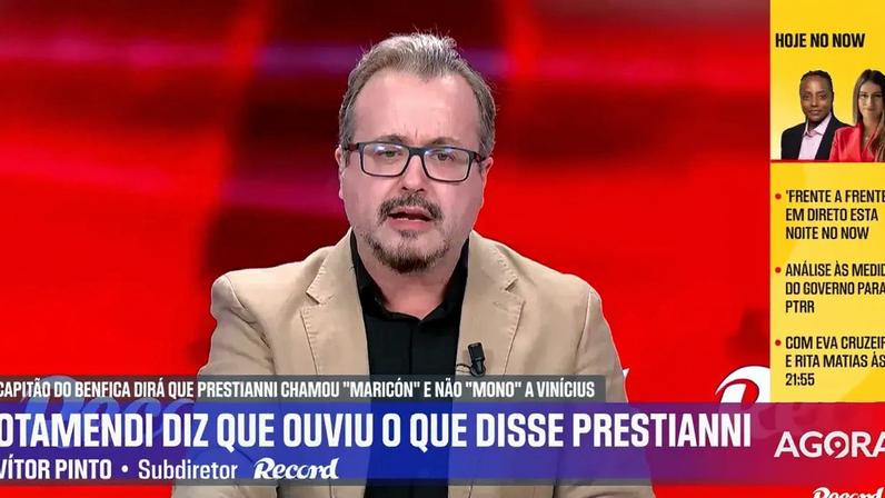 Vítor Pinto e a versão de Otamendi a defender Prestianni: «O capitão do Benfica mentiu a Rui Costa»