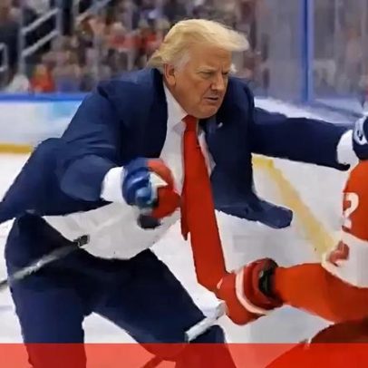Trump partilha vídeo com IA de hóquei no gelo e agressões a jogadores canadenses