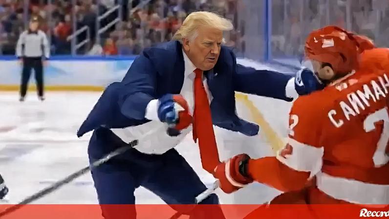 Donald Trump partilha vídeo em IA a jogar hóquei no gelo e a esmurrar jogadores do Canadá