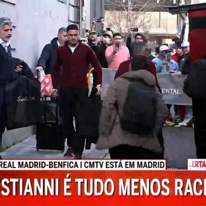 Comitiva do Benfica chega a Madrid com imagens da chegada
