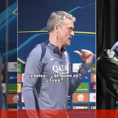 Luis Enrique reage a mochila supostamente perdida na sala de imprensa