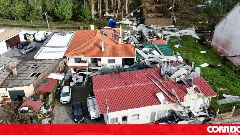 Depressão Kristin deixa rasto de destruição na aldeia de Barracão, concelho de Leiria