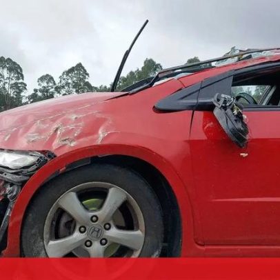 Dois feridos em despiste de carro na Feira