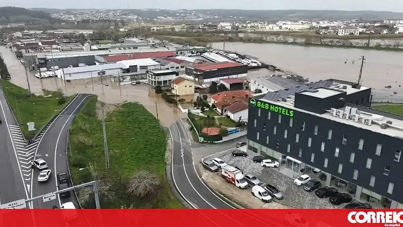 Imagem aérea de Leiria após a passagem da depressão Kristin