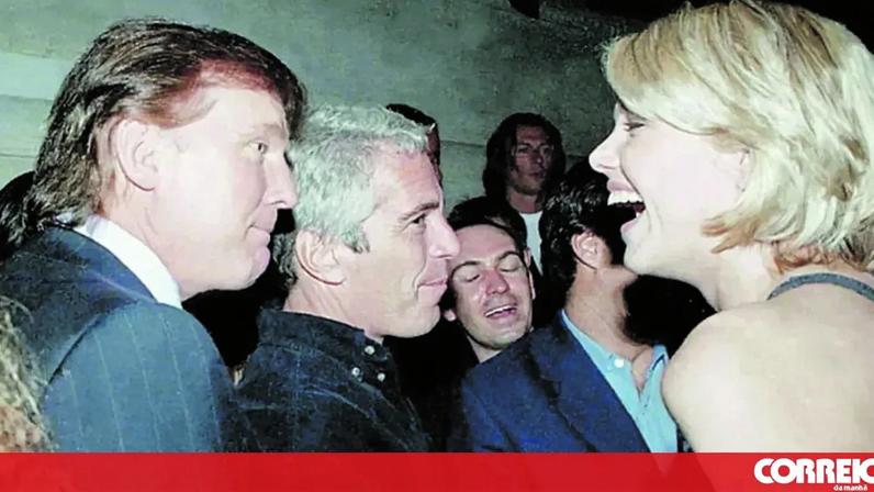 Donald Trump com Jeffrey Epstein numa festa