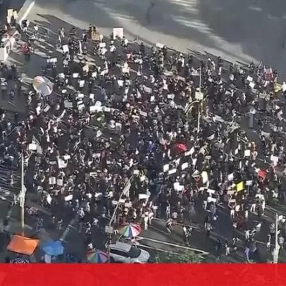 Imagens aéreas mostram multidão a protestar contra o ICE em Los Angeles