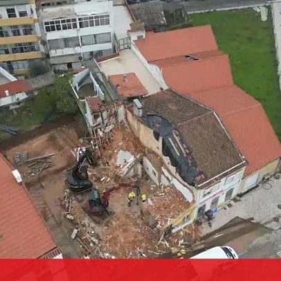 Casa destruída em Tomar por mau tempo, imagens de drone