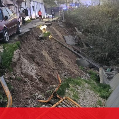 Estrada desaba no Bairro de São João, em Camarate