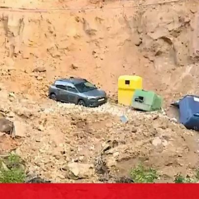 Derrocada arrasta carro e ecopontos em zona residencial no Estoril