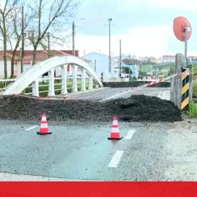 Estrada na Marinha Grande, junto à Ponte das Mestras, continua intransitável