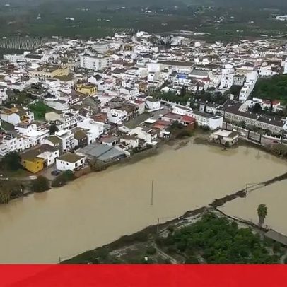 Imagens aéreas revelam extensão das cheias na Andaluzia após tempestade