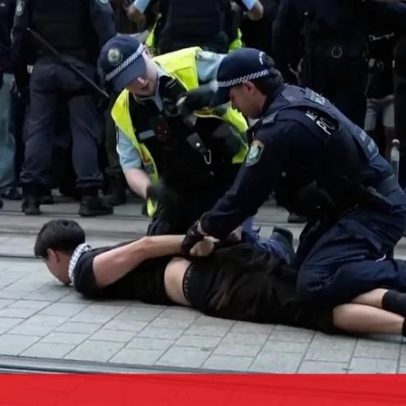 Detenções em protesto pró-Palestina em Sydney.