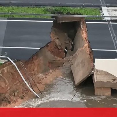 Imagens de drone mostram parte da A1 colapsada após rebentamento do dique do Mondego
