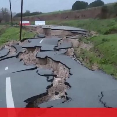 Estrada em Torres Vedras reduzida a escombros