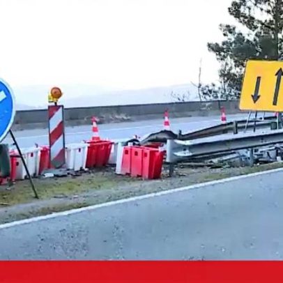 Pedra de grandes dimensões cai durante reparação do talude na A4 Amarante-Porto
