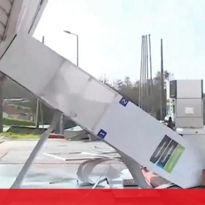Bomba de gasolina em Soure destruída pelo vento