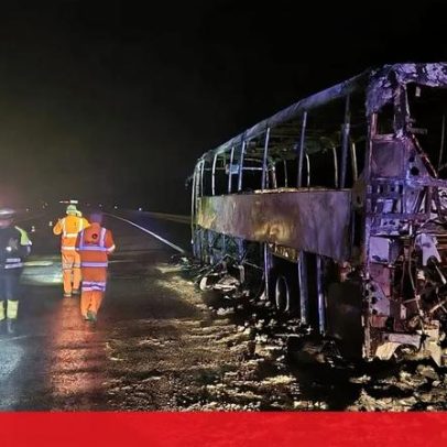 Autocarro incendiado na A2 entre Almodôvar e Messines