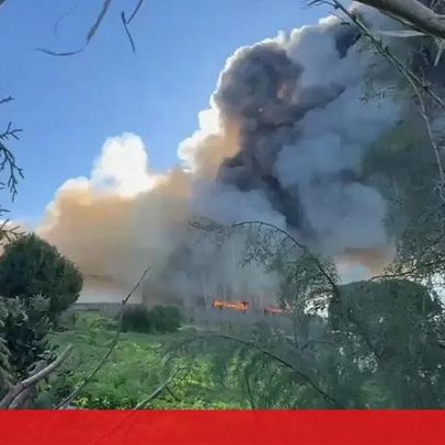 Imagens revelam dimensão do fogo em armazém de fruta em Óbidos