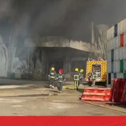 Bombeiros combatem incêndio num armazém de frutas em Óbidos