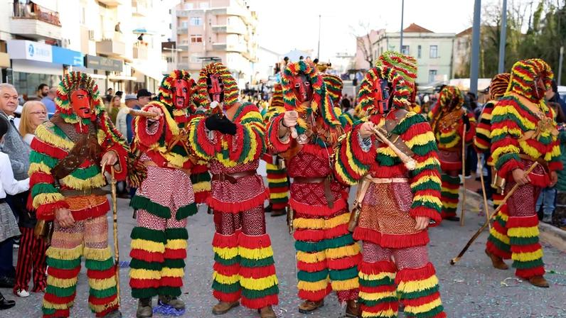 Foliões mascarados celebram o Carnaval em Oliveira do Bairro