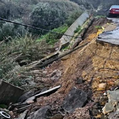 Colapso parcial de estrada em Camarate coloca casas em risco