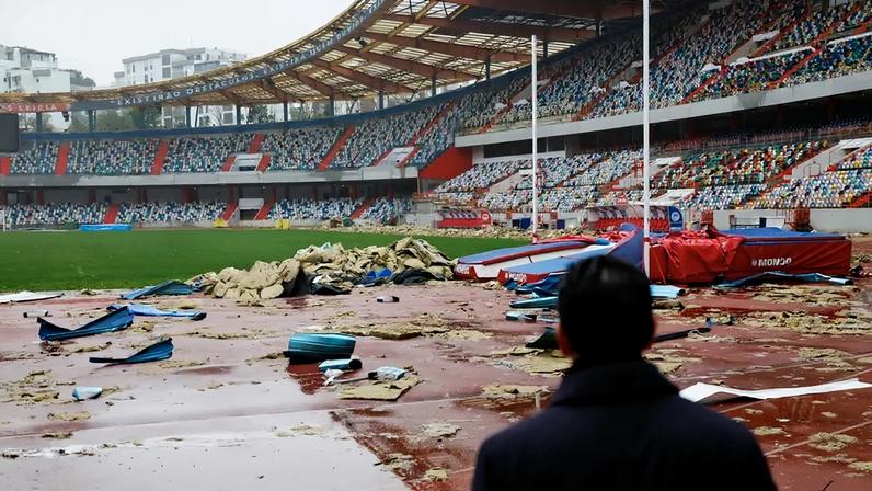 Estádio de Leiria afetado após tempestade