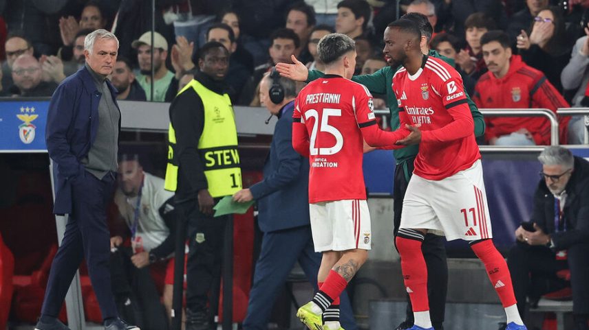 Prestianni no momento em que é substituído por Lukebakio