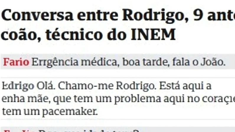 Rodrigo foi um "verdadeiro herói": chamada de menino de nove anos para o INEM salva vida da mãe