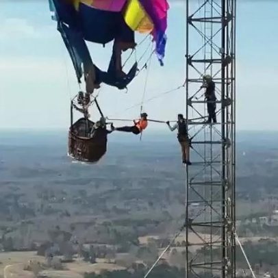 Resgatadas duas pessoas de balão de ar quente a 274 metros de altura